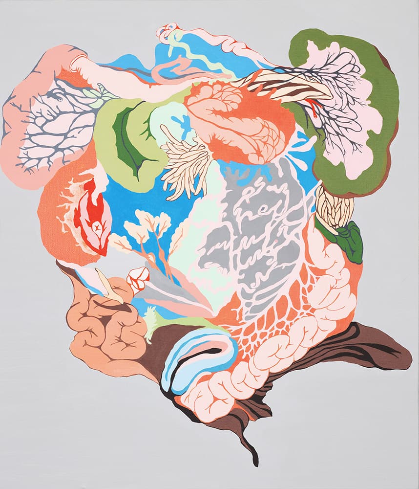 주영신, Transplantatemutate, acrylic on canvas, 53.0x445.5cm, 2020