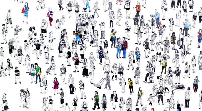 김진선_On the street(point)_캔버스에 펜_72×116cm_2014
