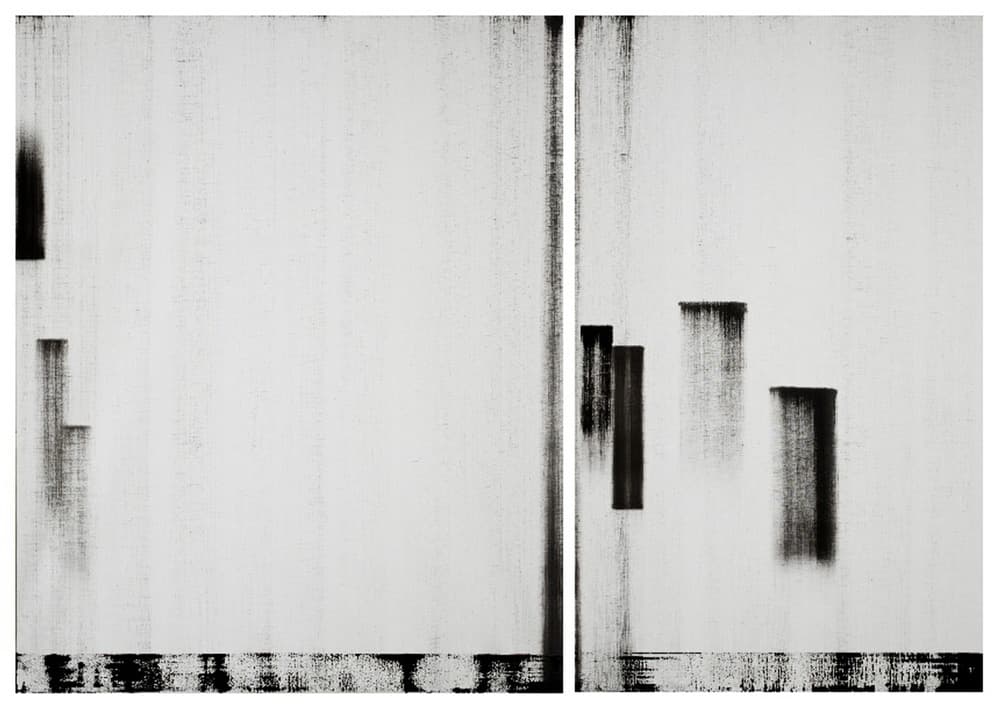 김민지, 몰입과 분산, 2017, 캔버스에 유채, (좌)161.5x129.5cm(우)161.5x96.5cm