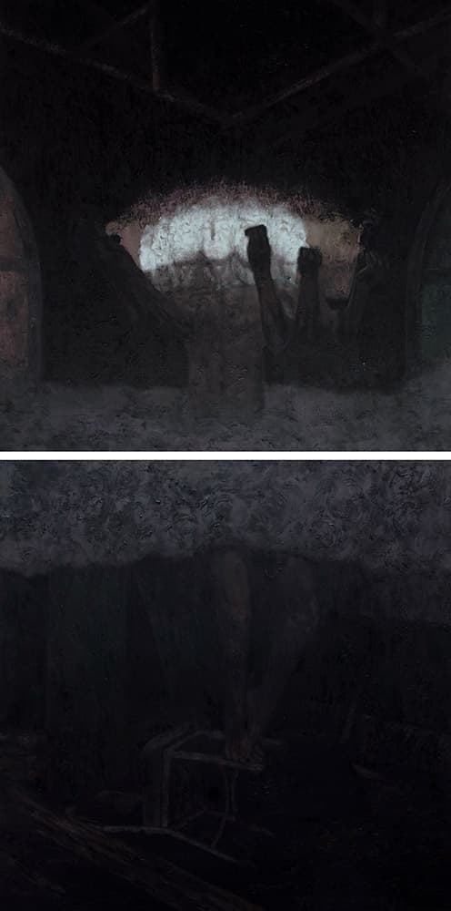 이동혁, 감지 않는 눈, 지지 않는 해 Oil on canvas, 112.1x224.2cm, 2021