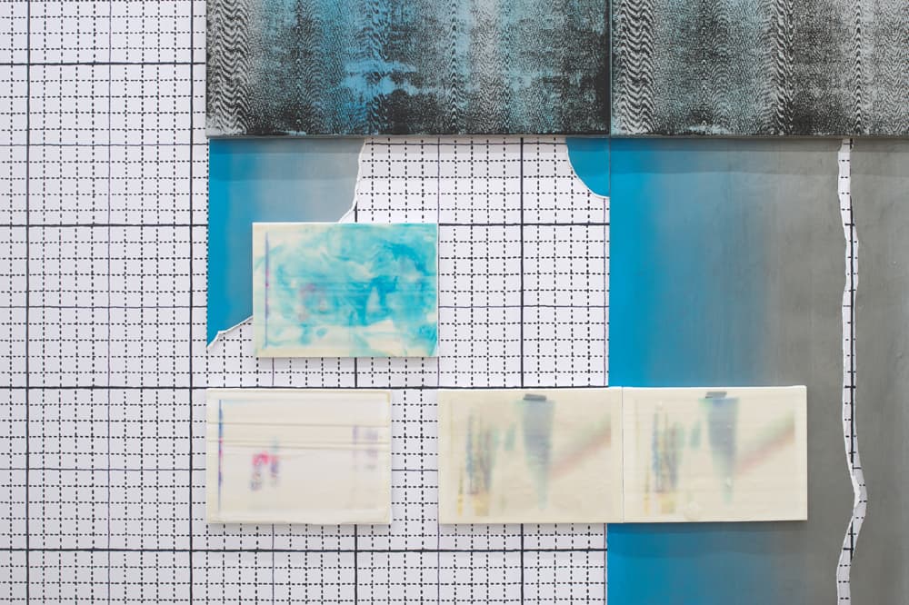 (up)Landscape tinted with Cyan, (left)Bleached Landscape Tinted with Cyan, (middle)Locked Layer to Stay Intact, (right)Locked Layer for Later Use