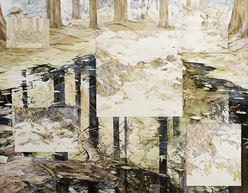 정재원, 사라지지, 사라지지 않는 겨울, white powder and acrylic on paper, 91×116.8㎝, 2019
