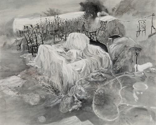 최혜연, 하루, 100cmx80.3cm, 장지에 혼합재료, 2019