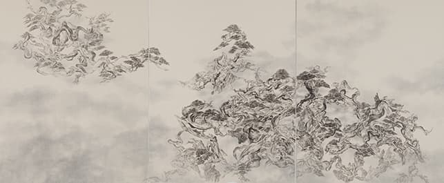 기문둔갑奇門遁甲, 장지에 먹, 200x700cm, 2016