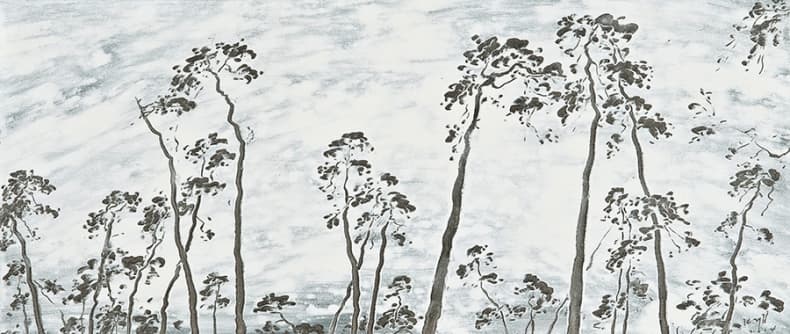 풍경 風景 Landscape, 50x117cm, mixed media on canvas, 2014