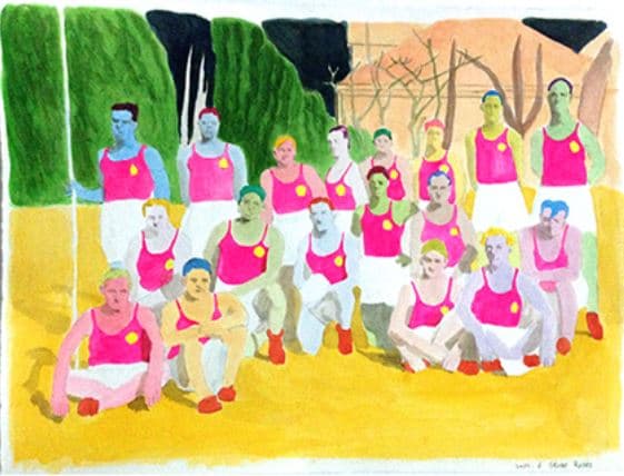 KIM Mumu, Pink Man 15, 2018, water color on paper, 28x28cm