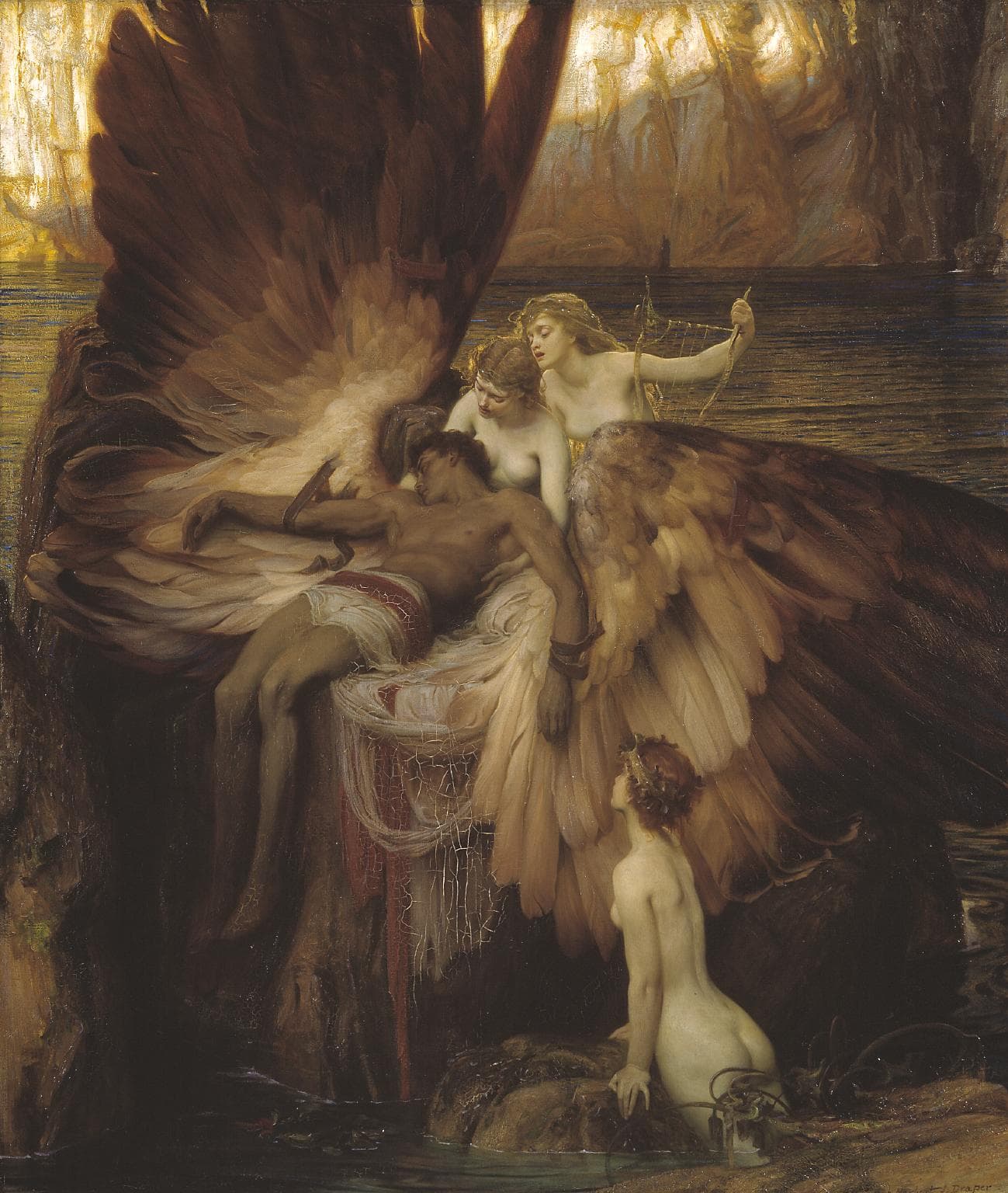 Hebert James Draper, The Lament for Icarus, 1898년 전시, oil paint on canvas 182.9×155.6㎝ Tate: Presented by the Trustees of the Chantrey Bequest