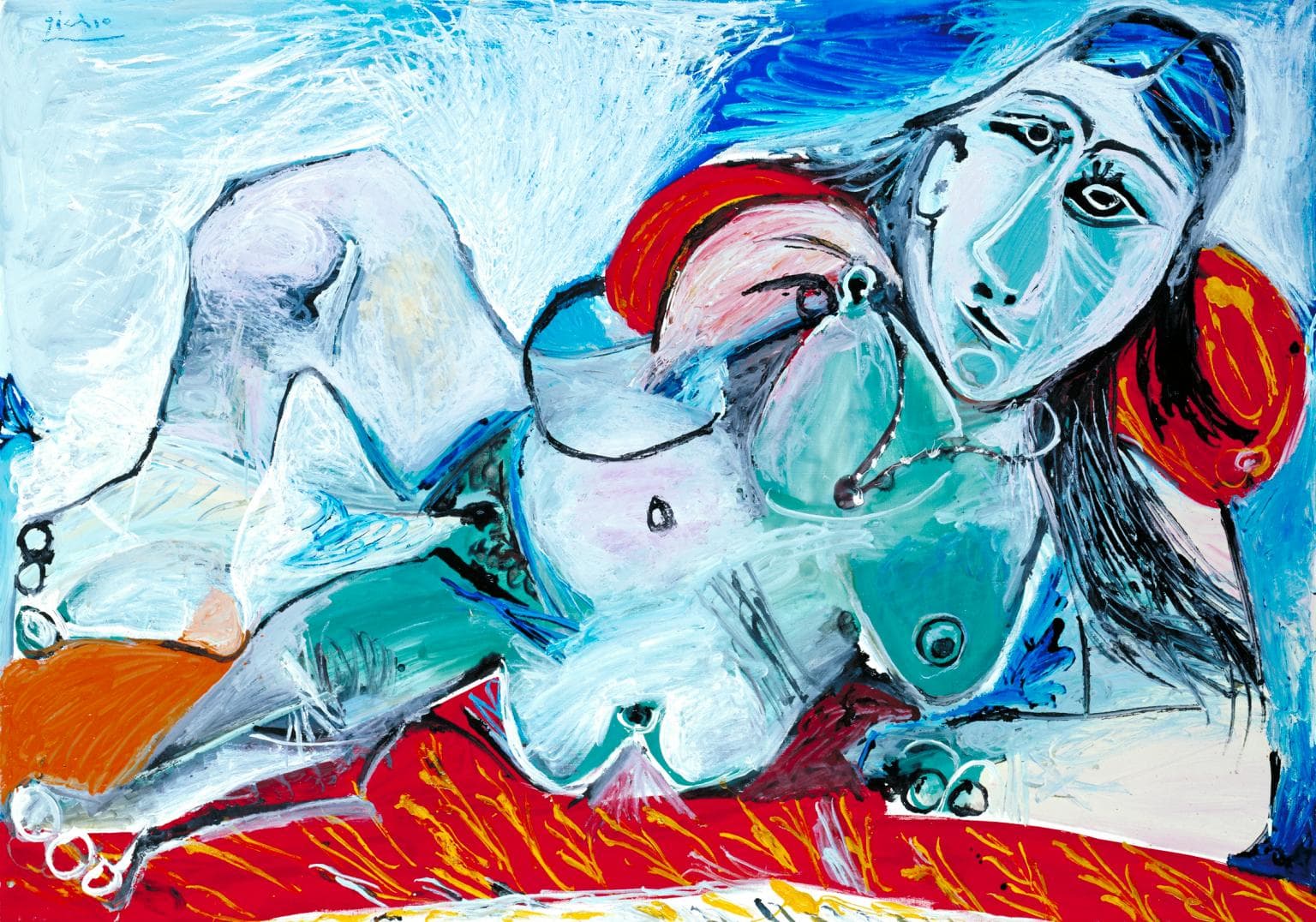 Pablo Picasso, Nude Woman with Necklace, 1968, oil paint on canvas 113.5×161.7㎝ Tate: Purchased 1983