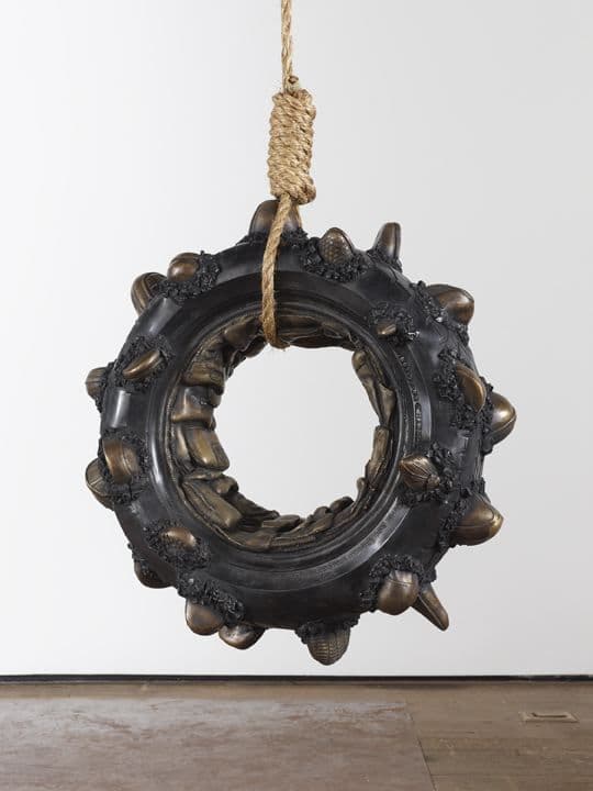 NARI WARD, Swing Low, 2015, bronze, rope, 28 x 27 x 13 inches, rope length variable LM21403, Courtesy the artist and Lehmann Maupin