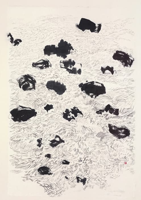 배지민, 파도_everywhere waterways I, 106x75cm, 한지에 수묵, 2019