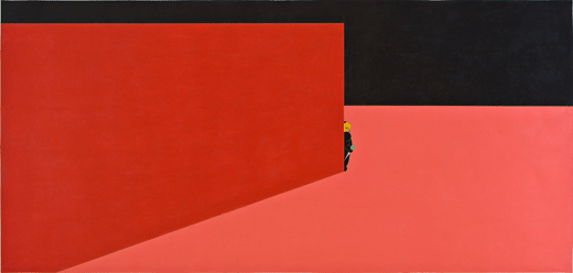 풍경-검은 산3 Landscape-black mountain3 , 광목천 위에 한지, 아크릴물감, 토분, 아교, 커피, 린시드유, 70×146cm , 2010