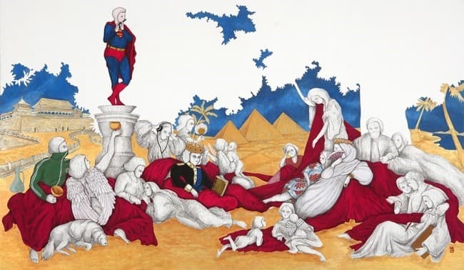 행복한 꿈! _화선지에 수간채색+금분 _174×102cm _2015