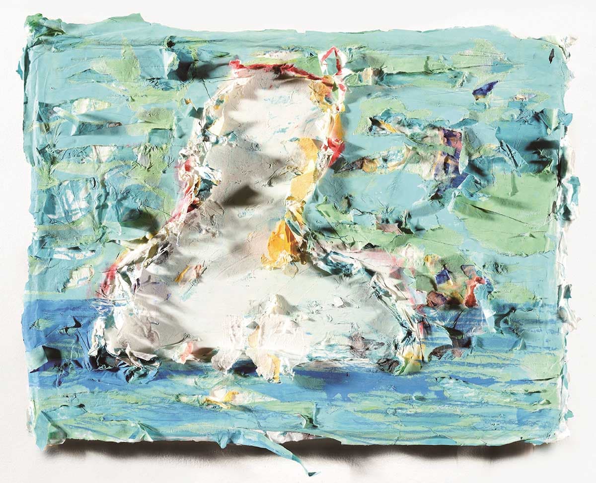 전병현, Appear-Swimming, 2017, Collage, mixed media, 54x68cm