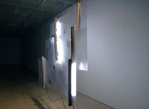 <views> paper, acrylic panel, wood, light, dimension variable, 2017
