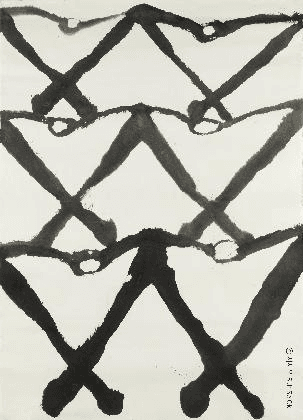 춤추는 사람들, 1990년대, 한지에 수묵, 240.5x172cm