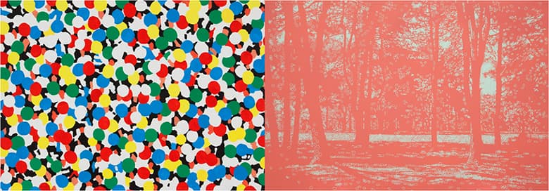 이상원 / Balloons / Acrylic on Canvas / 65x91 cm / 2015 ,  손원영 / Relation / Acrylic Gouache on Canvas / 193.9x130.3cm / 2014