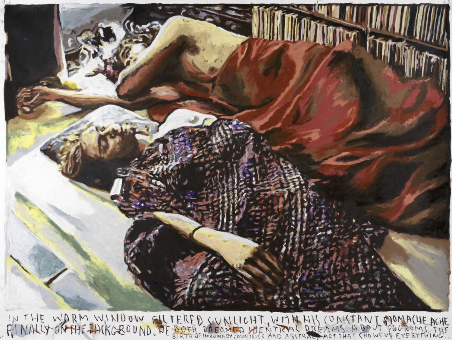 Rinus Van de Velde, In the warm window filtered sunlight..., 2022, oil pastel on paper, 112 x 149.3 cm