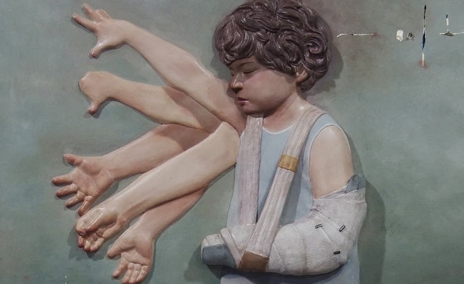 Ghost, acrylic on resin on wooden board, 90x60x10cm, 2015