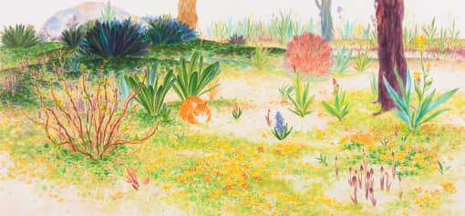 그들의 낙원Ⅲ , 장지에 채색 , 100x210cm , 2015