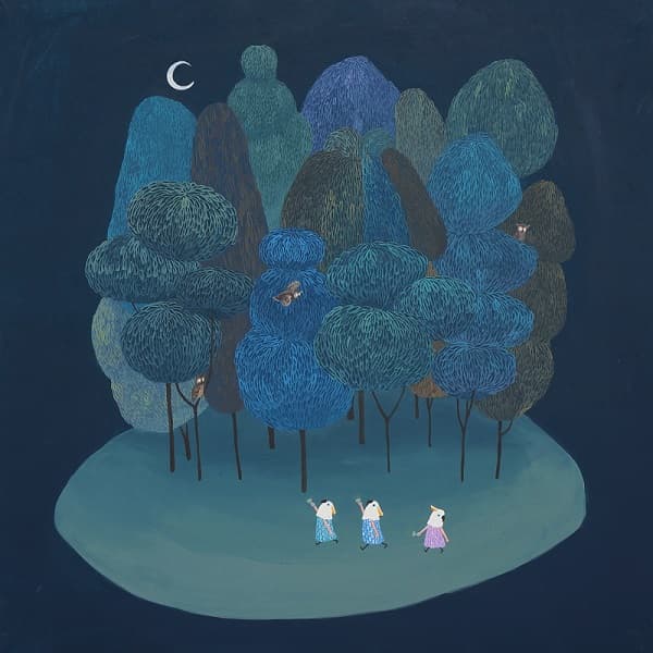 <happy island 02>, acrylic on koreanpaper, 45×45cm, 2017