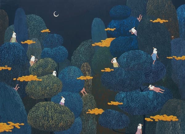<treasure hunters>, acrylic on koreanpaper, 53.0×72.7cm, 2017