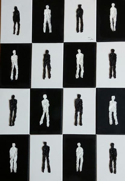 주숙경, 인간의 형상, 캔버스에 혼합재료, 125x125cm, 2017