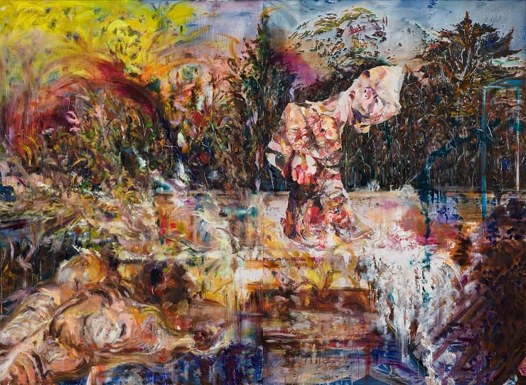 이수연, <부자연스럽고 참을 수 없는>, Oil on panel, 203×276cm, 2018 ⓒ 이수연