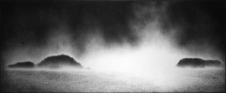 이재삼, 달빛(Dalbit-Moonscape), 80x210cm, Charcoal on Canvas, 2014