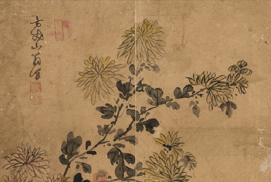 오상고절:서리를 이겨내는 외로운 절개, 홍진구, 지본채색, 37.6X32.6cm
