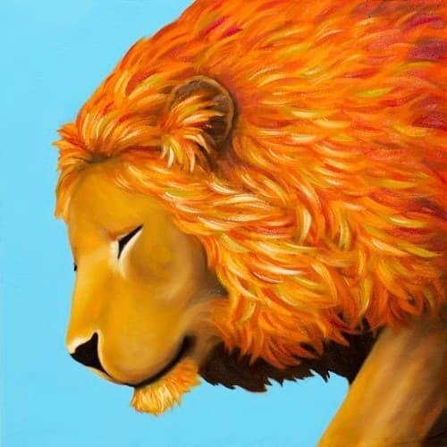 꿈꾸는 사자(가을), 50x50cm, oil on gel stone, 2014
