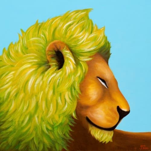 꿈꾸는 사자(여름), 50x50cm, oil on gel stone, 2014