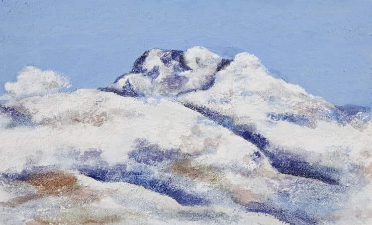 조풍류 <한라산> 5배접한지, 호분, 석채_21×35cm_2015