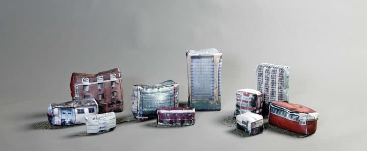 안희정, Cube-sewing scape-어떤동네, Digital textile Print, 2010