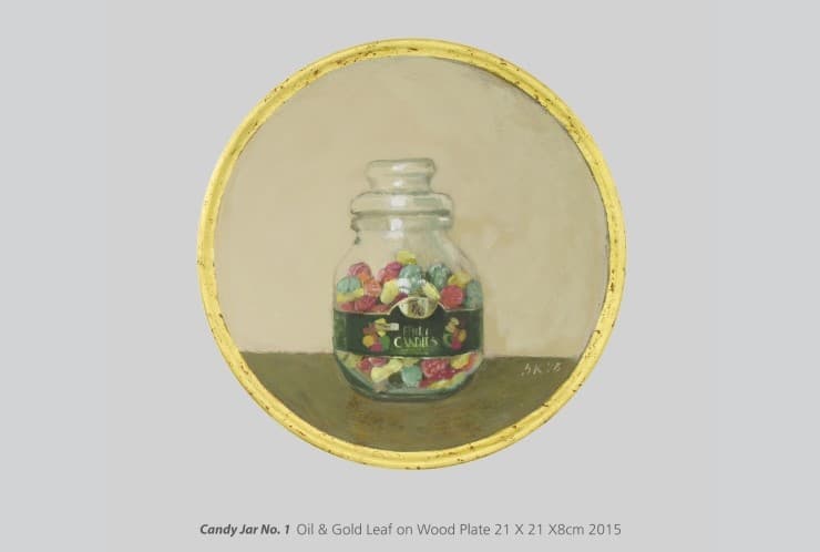 Candy Jar No.1, Oil&Gold Leaf on Wood Plate 21X21X8cm, 2015