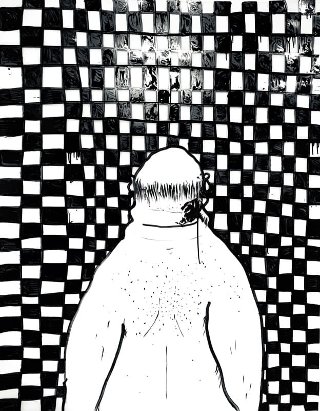 심래정, 소야곡, 128×160cm 합산지 위에 잉크, 페인트 마카 2019