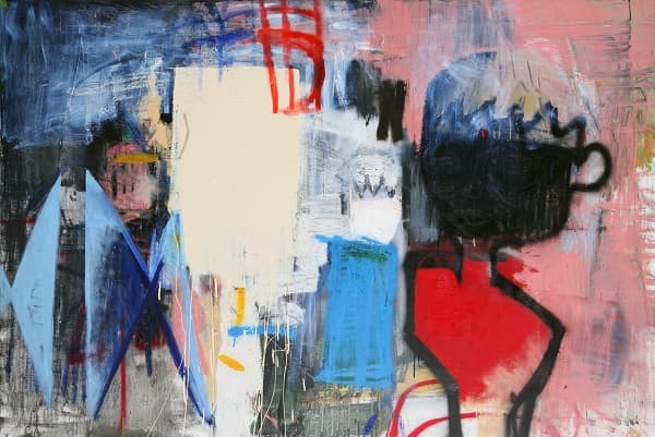 돌무더기, oil, spray, graphite, enamel on canvas, 130.3x193.9, 2015