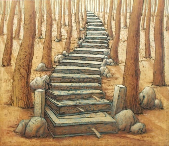 Nugroho Heri Cahyono , Stairway to nature, oil on canvas, 130cm×150cm, 2015