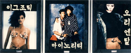이그조틱-마이노리티-오리엔탈 Exotic-Minority-Oriental, 1990, 76X61cm 3점, 칼라 사진과 에나멜 페인트 color photo and enamel paint