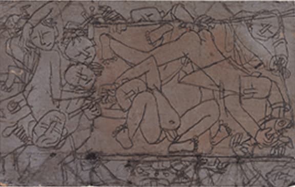 은지화 은지에 새김, 유채, 8.6 X 12.5cm