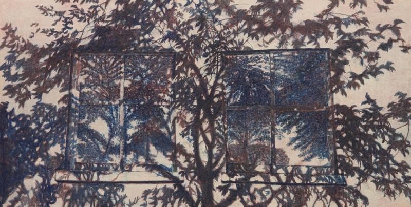 이가영, 나무의번짐, 200x100cm, 장지에채색, 2018
