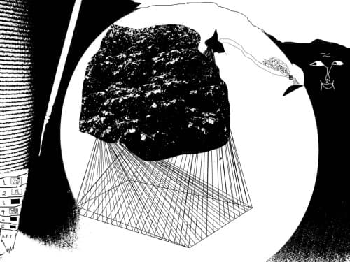 심래정, 빈박그륵, drawing on digital printing, 32×32cm, 2015 