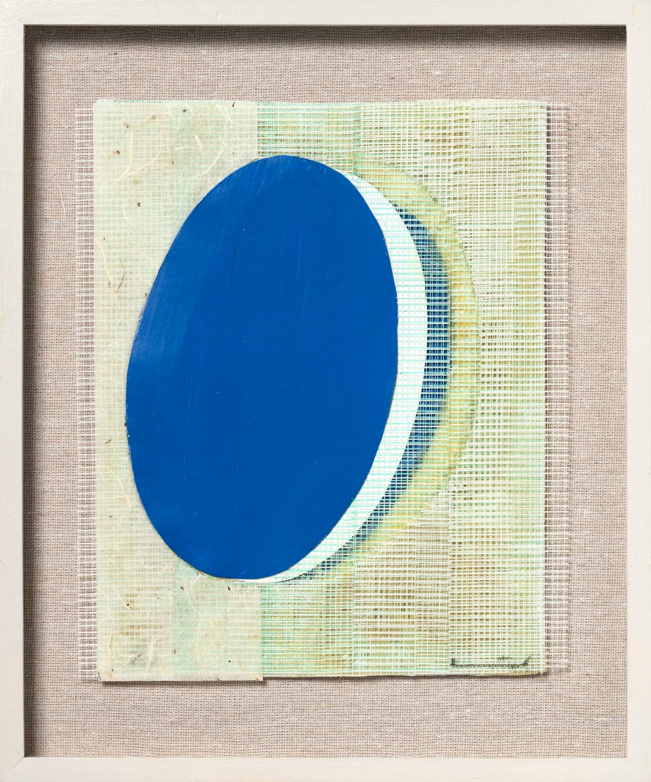 Choong Sup Lim, Untitled - 지( 之), 2017, Oil, acrylic, plastic grid, U.V.L.S. gel, mulberry paper on canvas, f: 38.7 x 32.3 x 4 cm