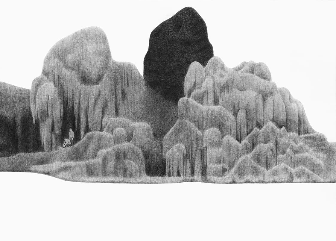 Green Line, 2014, Pencil on white paper, 74.8 x 105.1cm
